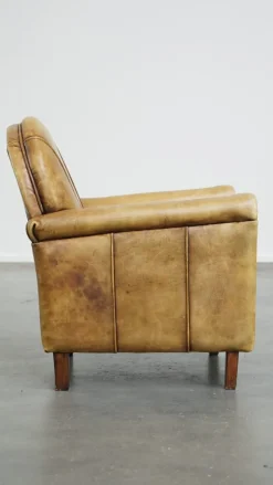 Pamono Art Deco Light Cognac Armchair in Leather><noscript><img width=