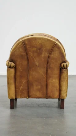 Pamono Art Deco Light Cognac Armchair in Leather><noscript><img width=