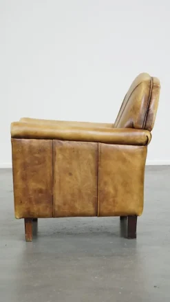 Pamono Art Deco Light Cognac Armchair in Leather><noscript><img width=