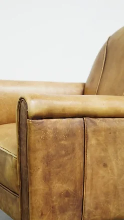 Pamono Art Deco Light Cognac Armchair in Leather><noscript><img width=