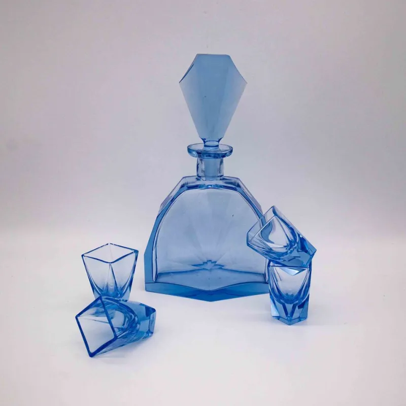 Pamono Art Deco Liquor Set by Moser, 1920s, Set of 5> Bottles, Carafes & Jugs