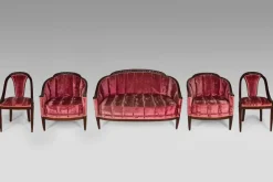 Pamono Art Deco Living Room Set in Pink Velvet attributed to Paul Follot, France, 1920s, Set of 5> Living Room Sets
