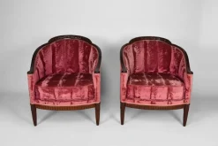 Pamono Art Deco Living Room Set in Pink Velvet attributed to Paul Follot, France, 1920s, Set of 5><noscript><img width=