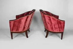 Pamono Art Deco Living Room Set in Pink Velvet attributed to Paul Follot, France, 1920s, Set of 5><noscript><img width=