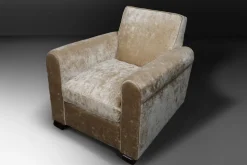 Pamono Art Deco Living Set in Velvet by Jules Leleu, 1930s, Set of 3><noscript><img width=