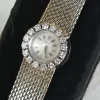 Hot Pamono Art Deco Minimalist Swiss Watch White Gold Diamonds Women Wrist Watch, 1950s