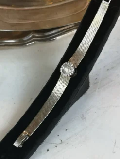 Hot Pamono Art Deco Minimalist Swiss Watch White Gold Diamonds Women Wrist Watch, 1950s