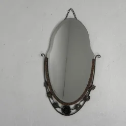 Sale Pamono Art Deco Mirror with Facet-Cut Glass in a Steel Frame, 1930s