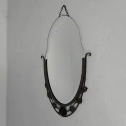 Sale Pamono Art Deco Mirror with Facet-Cut Glass in a Steel Frame, 1930s