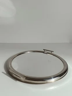 Outlet Pamono Art Deco Mirrored Round Tray in Chromed Metal, Italy, 1930s