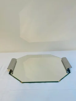 Pamono Art Deco Mirrored Tray with Metal Handles, 1920s> Trays