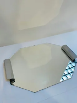 Pamono Art Deco Mirrored Tray with Metal Handles, 1920s><noscript><img width=