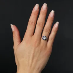 Outlet Pamono Art Deco Modern Sapphires Diamonds Platinum Ring