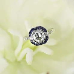 Outlet Pamono Art Deco Modern Sapphires Diamonds Platinum Ring