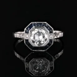 Outlet Pamono Art Deco Modern Sapphires Diamonds Platinum Ring