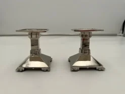 Pamono Art Deco Nickel-Plated Bronze Candlesticks, France, 1930, Set of 2><noscript><img width=