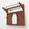 Pamono Art Deco Oak Carved Wall Coat Rack with Mirror, France, 1920s> Racks, Hooks & Valets