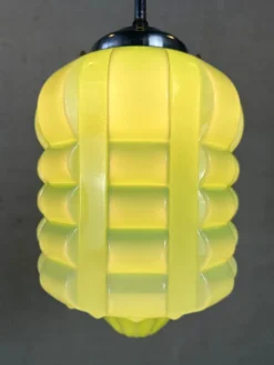 Pamono Art Deco Opaline Green Skyscraper Pendant Lamp, 1920s> Ceiling Lights