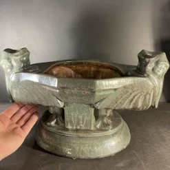 Pamono Art Deco Pelican Planter in Bouffioulx Stoneware by Roger Guerin, 1925> Planters And Jardiniere