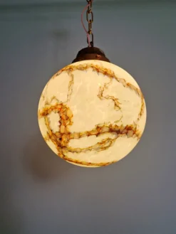 Pamono Art Deco Pendant Light in Speckled Satin Opaline, 1930s> Ceiling Lights
