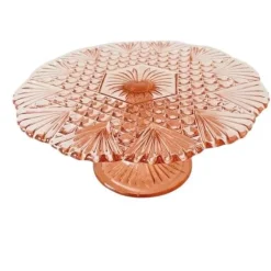 Discount Pamono Art Deco Pink Cake Plateau from Luxval Val St. Lambert, 1930s