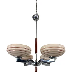 Clearance Pamono Art Deco Pink Chandelier, 1930s