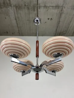 Clearance Pamono Art Deco Pink Chandelier, 1930s
