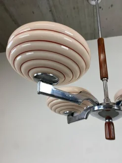 Clearance Pamono Art Deco Pink Chandelier, 1930s