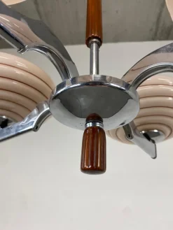 Clearance Pamono Art Deco Pink Chandelier, 1930s