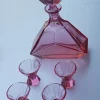 Hot Pamono Art Deco Pink Crystal Glass Decanter with Glasses, Set of 3