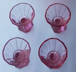 Hot Pamono Art Deco Pink Crystal Glass Decanter with Glasses, Set of 3