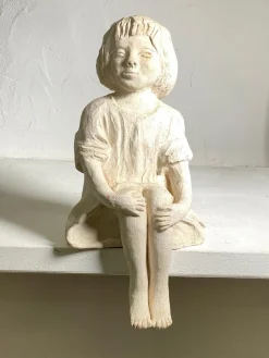 Best Pamono Art Deco Plaster Sitting Woman Sculpture, France, 1930