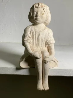 Best Pamono Art Deco Plaster Sitting Woman Sculpture, France, 1930