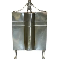 Pamono Art Deco Polished Chrome Fire Guard Screen with Bear on Top, 1920s> Fireplaces And Mantels