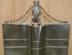 Pamono Art Deco Polished Chrome Fire Guard Screen with Bear on Top, 1920s><noscript><img width=