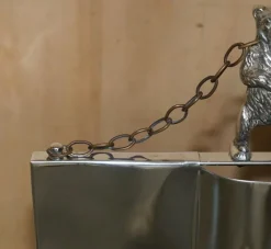 Pamono Art Deco Polished Chrome Fire Guard Screen with Bear on Top, 1920s><noscript><img width=