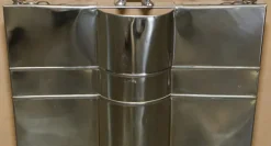 Pamono Art Deco Polished Chrome Fire Guard Screen with Bear on Top, 1920s><noscript><img width=