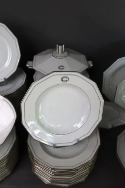 New Pamono Art Deco Porcelain Dinner Service, Set of 66