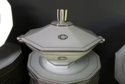 New Pamono Art Deco Porcelain Dinner Service, Set of 66