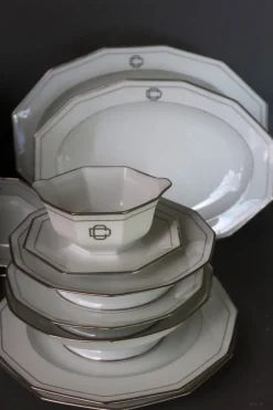 New Pamono Art Deco Porcelain Dinner Service, Set of 66