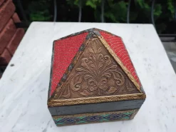 Pamono Art Deco Pyramid Box with Brass Fittings on the Sides, 1940s><noscript><img width=