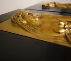 Pamono Art Deco Reliefs with the Nymphs of the Fountain, Early 20th Century, Bronzes, Set of 2><noscript><img width=