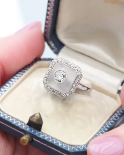 New Pamono Art Deco Rock Crystal Ring