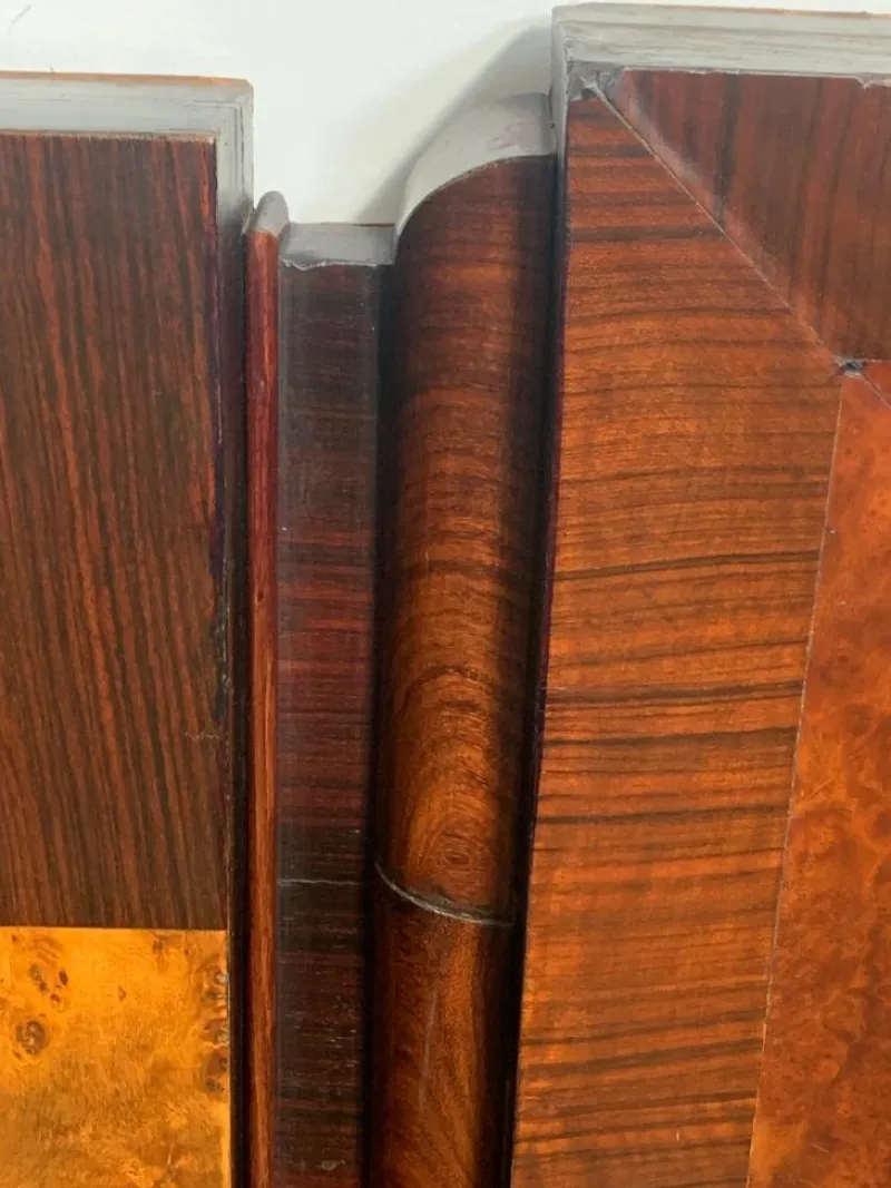 Pamono Art Deco Rosewood & Walnut Bed Frame with Carved Headboard by Ducrot, 1922> Beds & Bedroom Sets
