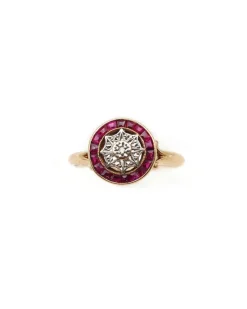 Best Pamono Art Deco Ruby and Diamond Ring