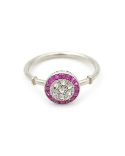 Hot Pamono Art Deco Ruby Target Ring