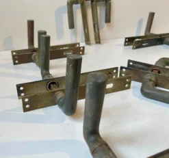 Pamono Art Deco Scandinavian Door Handles in Brass, 1930s, Set of 8><noscript><img width=
