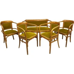 Pamono Art Deco Seating Group by Otto Wagner, 1890s, Set of 5> Living Room Sets