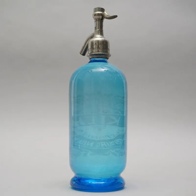 Pamono Art Deco Selzer Blue Soda Syphon by E. Kiehl Strassbourg Neudorf> Bottles, Carafes & Jugs