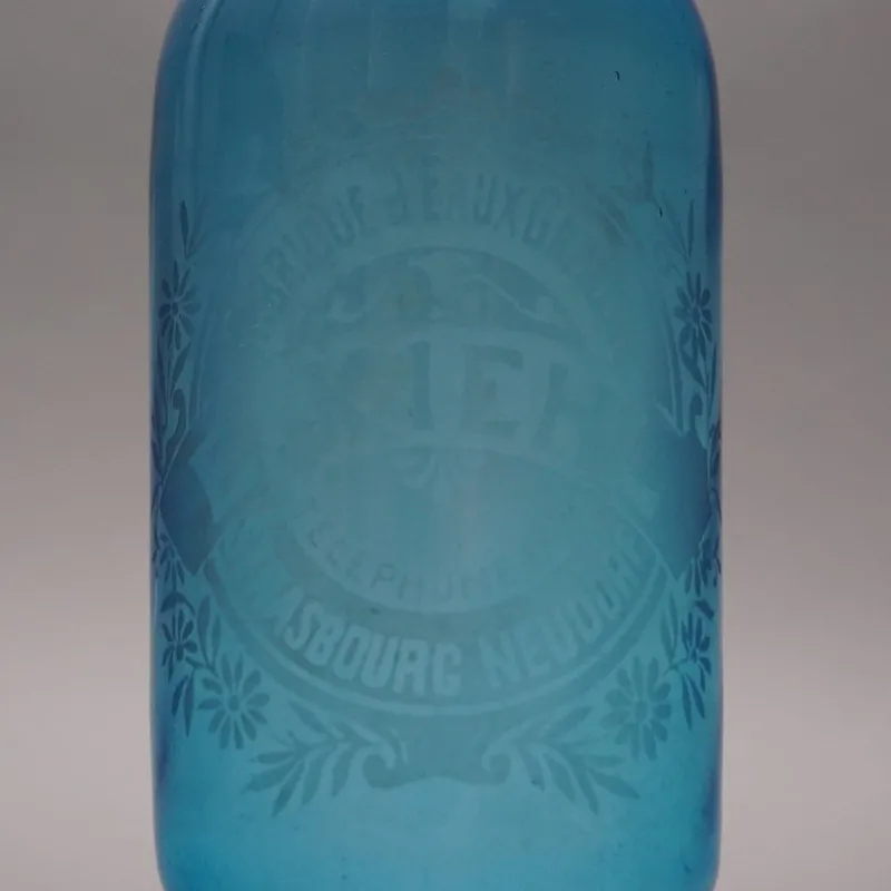Pamono Art Deco Selzer Blue Soda Syphon by E. Kiehl Strassbourg Neudorf> Bottles, Carafes & Jugs
